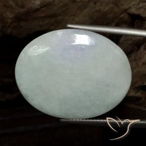 Jadeíta Blanco grisáceo natural de 34.38 ct, Ovalada, Opaco