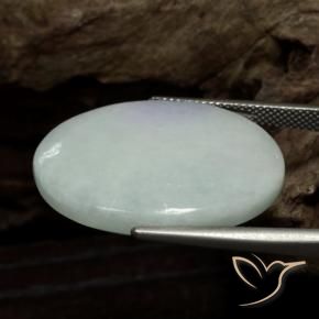 Jadeíta Blanco grisáceo natural de 34.38 ct, Ovalada, Opaco