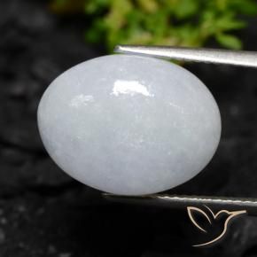 Jadeíta Gris azulado claro natural de 9.58 ct, Ovalada, Translúcido