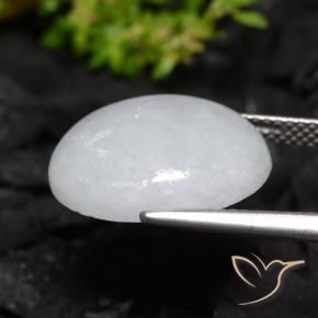 Jadeíta Gris azulado claro natural de 9.58 ct, Ovalada, Translúcido