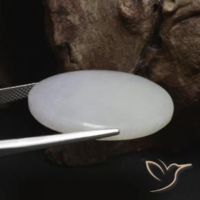 Jadeíta Gris natural de 34.00 ct, Ovalada, Translúcido