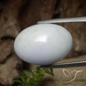 Jadeíta Blanco grisáceo natural de 18.41 ct, Ovalada, Translúcido
