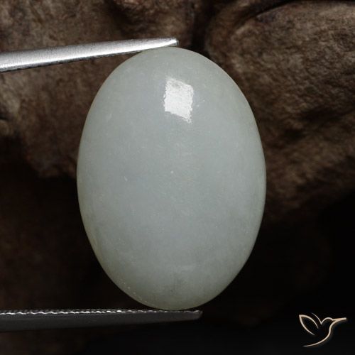 14.47ct Natural Verde gris Jadeíta, Ovalada, Translúcido