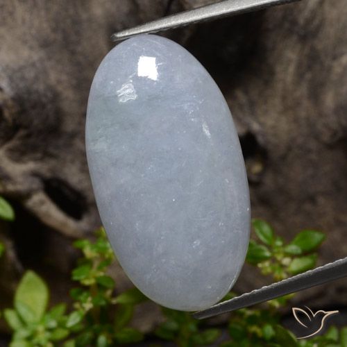 13.30ct Natural Gris azulado claro Jadeíta, Ovalada, Opaco