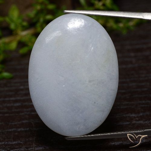 36.65ct Natural Gris azulado claro Jadeíta, Ovalada, Opaco