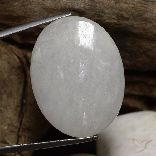 Jadeíta blanco natural de 42,87 ct, corte óvalo, translúcido