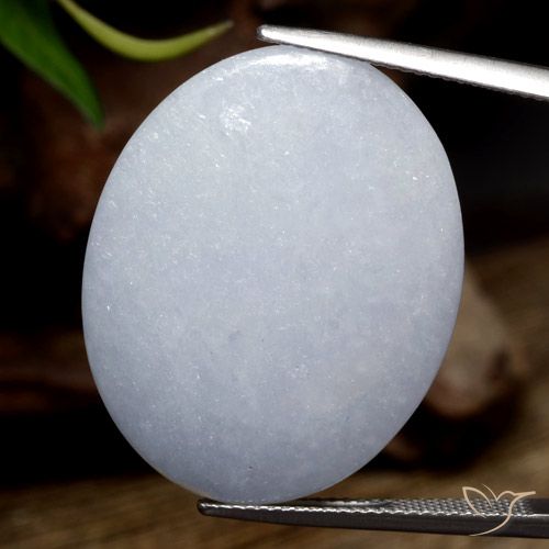 27.60ct Natural Gris azulado claro Jadeíta, Ovalada, Opaco