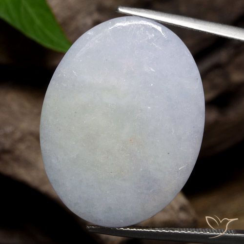 32.25ct Natural Gris azulado claro Jadeíta, Ovalada, Opaco