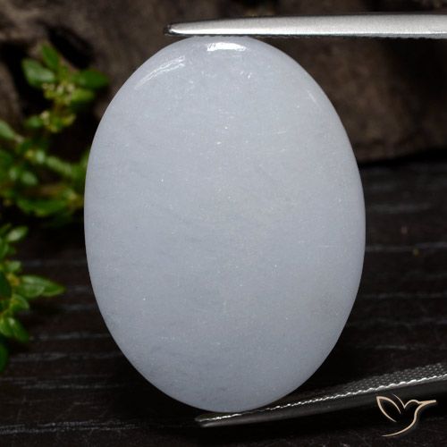 36.82ct Natural Gris azulado claro Jadeíta, Ovalada, Opaco