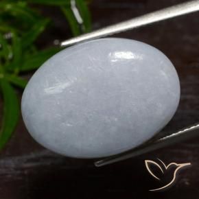 Jadeíta Gris azulado claro natural de 16.23 ct, Ovalada, Translúcido