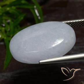 Jadeíta Gris azulado claro natural de 16.23 ct, Ovalada, Translúcido