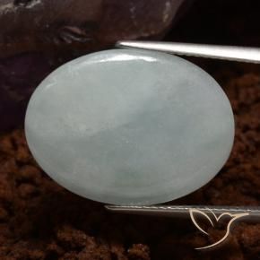 Jadeíta Verde gris natural de 10.49 ct, Ovalada, Translúcido