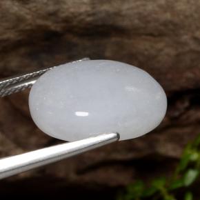 Jadeíta Blanco grisáceo natural de 12.21 ct, Corte Óvalo, Translúcido