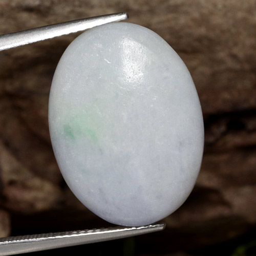Jadeíta Blanco grisáceo natural de 18.88 ct, Corte Óvalo, Translúcido