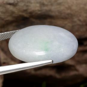 Jadeíta Blanco grisáceo natural de 18.88 ct, Corte Óvalo, Translúcido