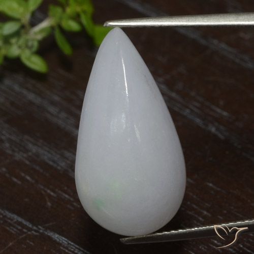 18.10ct Natural Blanco grisáceo Jadeíta, En forma de pera, Translúcido
