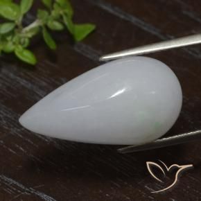Jadeíta Blanco grisáceo natural de 18.10 ct, En forma de pera, Translúcido