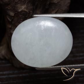 Jadeíta Blanco grisáceo natural de 19.93 ct, Ovalada, Translúcido
