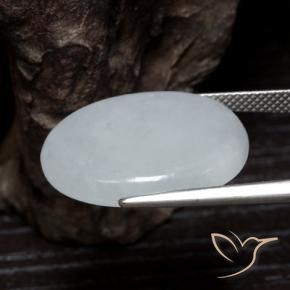 Jadeíta Blanco grisáceo natural de 19.93 ct, Ovalada, Translúcido