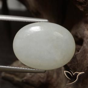Jadeíta Blanco verde claro natural de 12.51 ct, Ovalada, Translúcido
