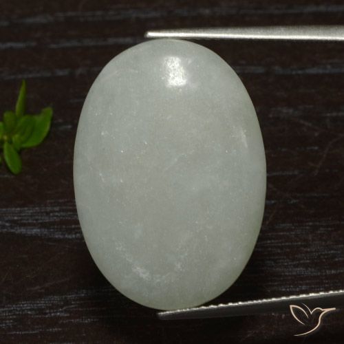 18.95ct Natural Verde gris Jadeíta, Ovalada, Translúcido