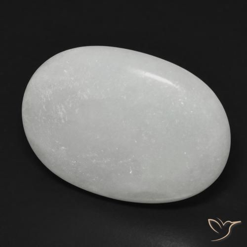 Jadeíta Verde gris claro natural de 26.91 ct, Ovalada, Translúcido