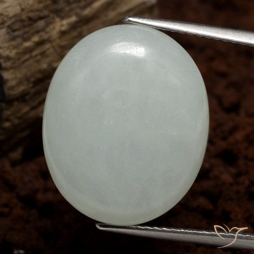 14.79ct Natural Verde grisáceo Jadeíta, Ovalada, Translúcido