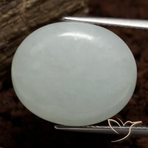 Jadeíta Verde grisáceo natural de 14.79 ct, Ovalada, Translúcido