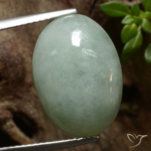 Jadeíta Verde gris natural de 11.09 ct, Ovalada, Translúcido