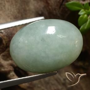 Jadeíta Verde gris natural de 11.09 ct, Ovalada, Translúcido