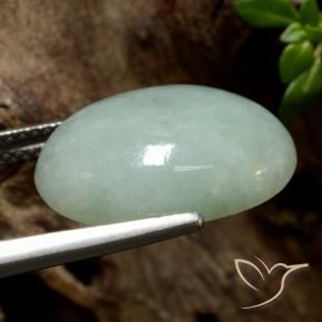 Jadeíta Verde gris natural de 11.09 ct, Ovalada, Translúcido