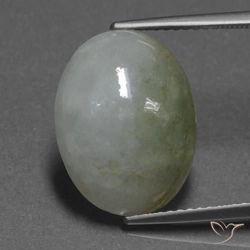 Jadeíta Blanco verde natural de 9.86 ct, Corte Óvalo, Translúcido