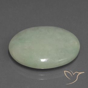 Jadeíta Verde gris natural de 23.40 ct, Ovalada, Translúcido