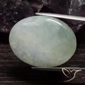 Jadeíta Verde gris natural de 37.66 ct, Ovalada, Translúcido