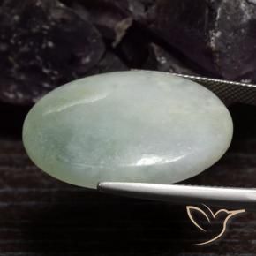 Jadeíta Verde gris natural de 37.66 ct, Ovalada, Translúcido