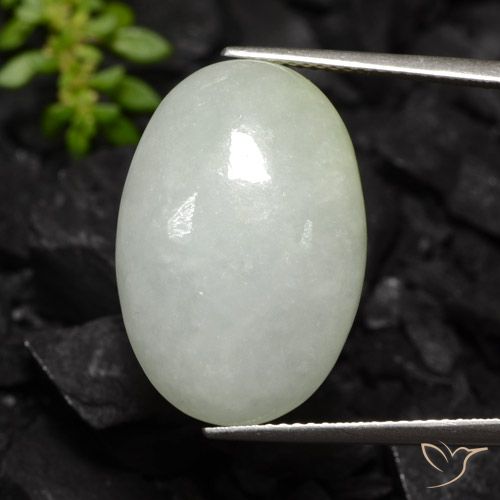 21.95ct Natural Blanco verdoso pálido Jadeíta, Ovalada, Translúcido