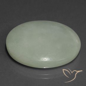 Jadeíta Verde gris natural de 40.64 ct, Ovalada, Translúcido