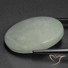 Jadeíta Verde gris natural de 40.64 ct, Ovalada, Translúcido
