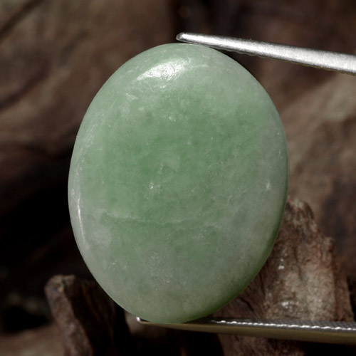 Jadeíta Verde medio natural de 20.00 ct, Corte Óvalo, Opaco