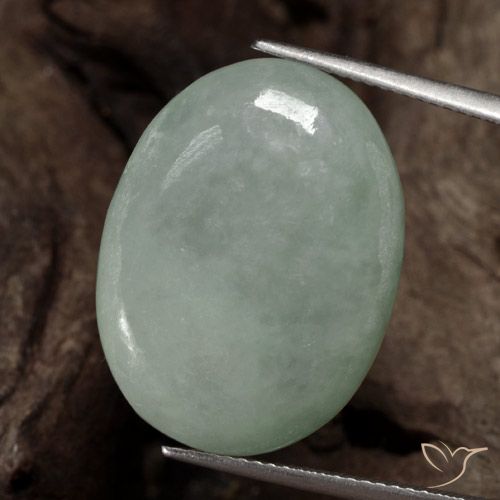 25.64ct Natural Verde grisáceo Jadeíta, Ovalada, Translúcido