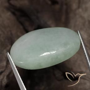 Jadeíta Verde grisáceo natural de 25.64 ct, Ovalada, Translúcido