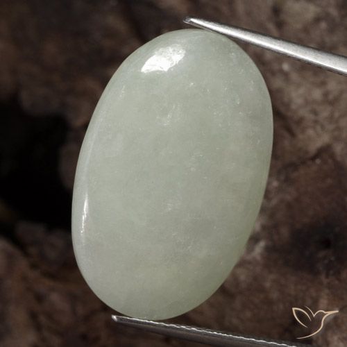 19.29ct Natural Verde-amarillo grisáceo Jadeíta, Ovalada, Translúcido