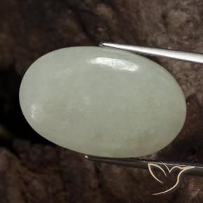 Jadeíta Verde-amarillo grisáceo natural de 19.29 ct, Ovalada, Translúcido