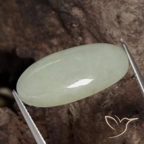 Jadeíta Verde-amarillo grisáceo natural de 19.29 ct, Ovalada, Translúcido