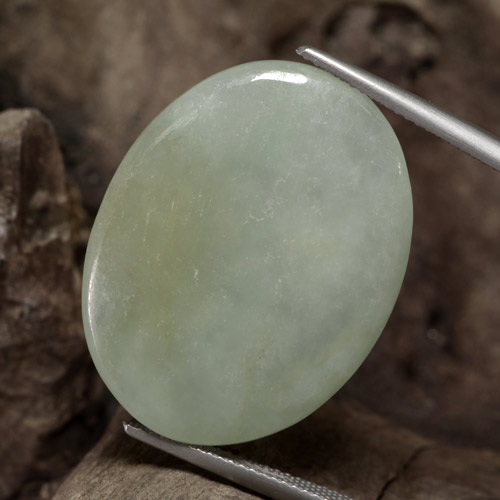 Jadeíta Verde grisáceo natural de 37.62 ct, Corte Óvalo, Translúcido