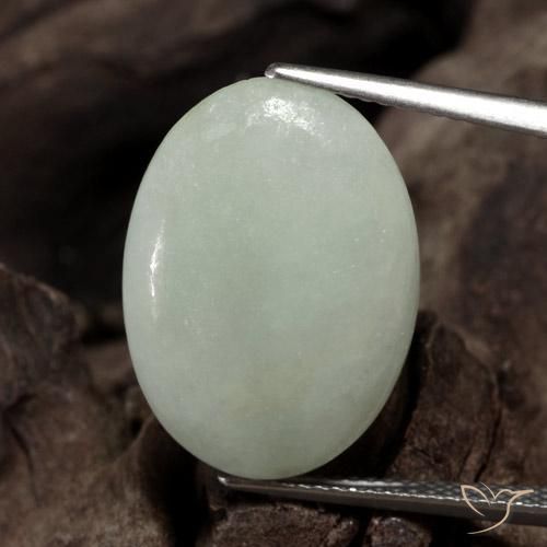 Jadeíta Verde gris natural de 11.60 ct, Ovalada, Translúcido