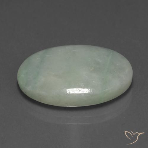 Jadeíta Verde gris natural de 20.92 ct, Ovalada, Translúcido