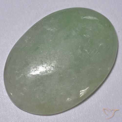 11.77ct Natural Verde musgo grisáceo Jadeíta, Ovalada, Translúcido