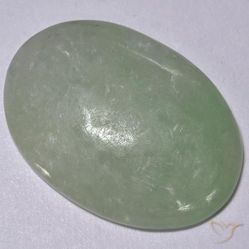Jadeíta Verde musgo grisáceo natural de 11.77 ct, Ovalada, Translúcido