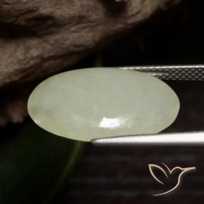 Jadeíta Verde-amarillo grisáceo natural de 10.01 ct, Ovalada, Translúcido